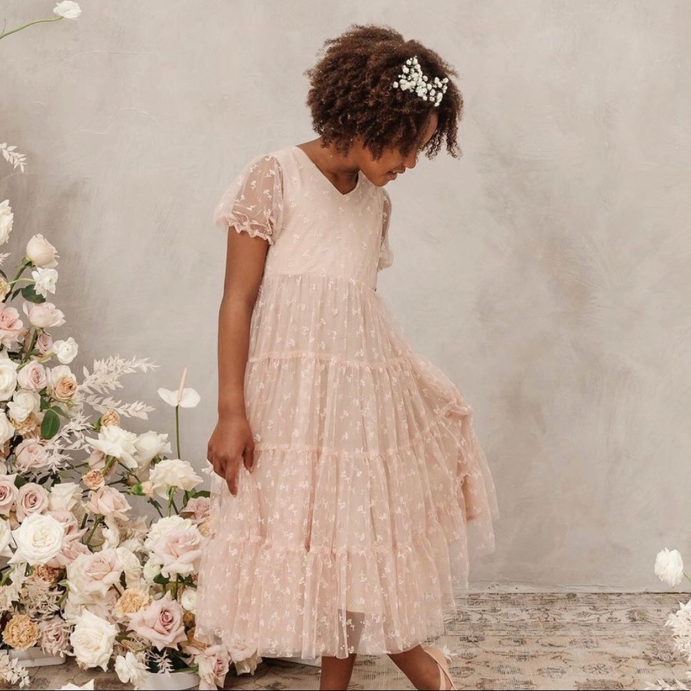 New Noralee by Rylee + Cru Toddler Dottie Dress in “Buttercup Daisy” & Cardigan